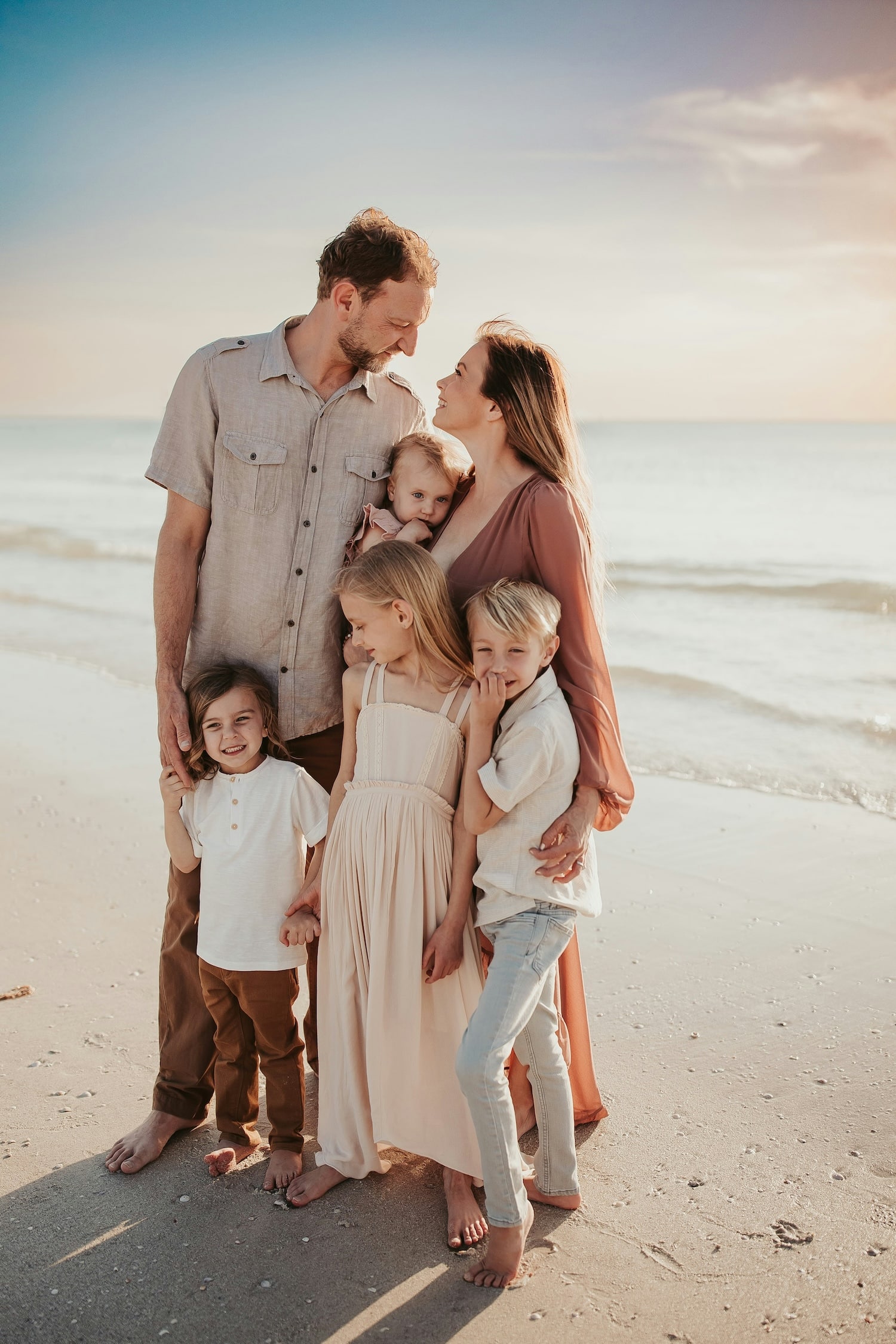 family on beach